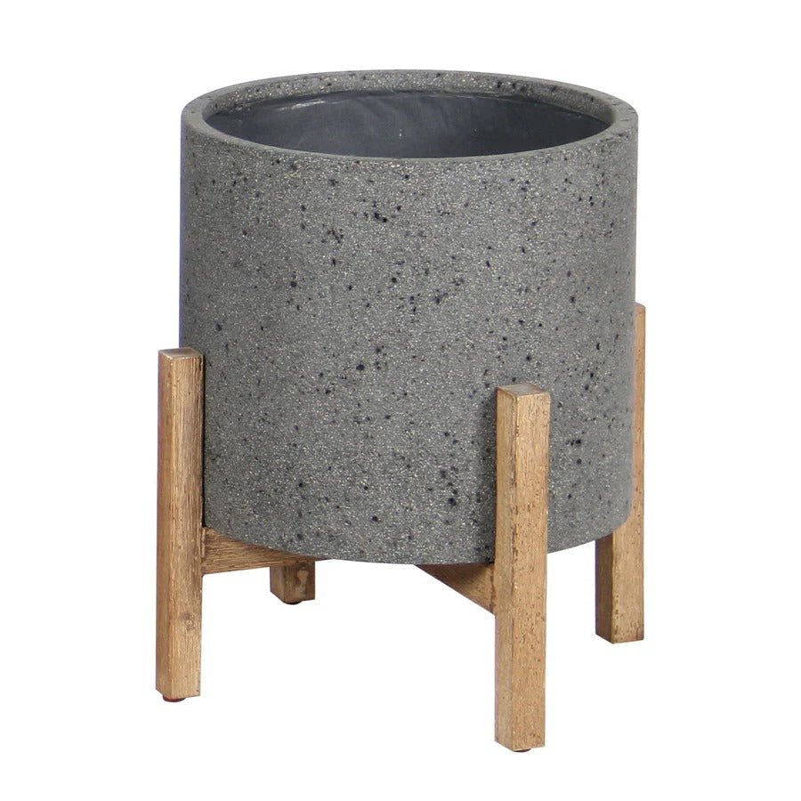 Patio Round Standing Pot - Grey Stone - Dekor Butik