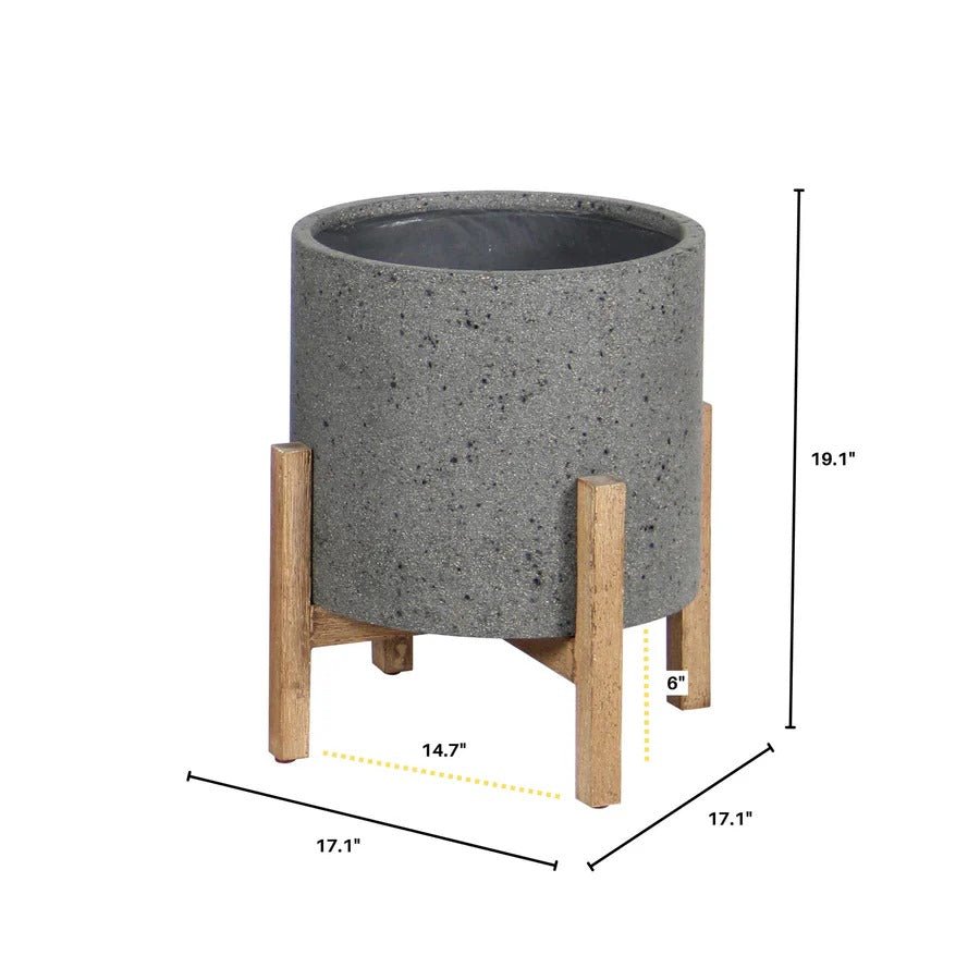 Patio Round Standing Pot - Grey Stone - Dekor Butik