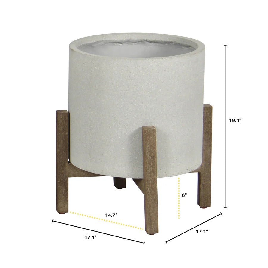 Patio Round Standing Pot - Natural Stone - Dekor Butik