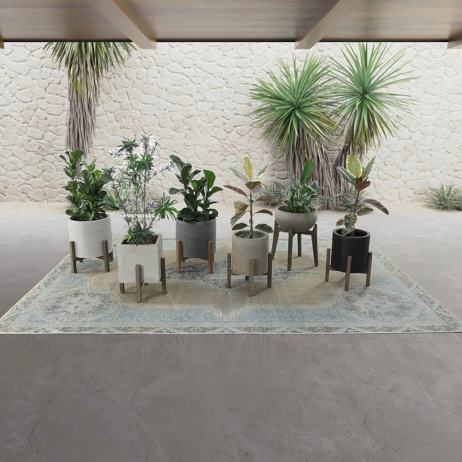 Patio Round Standing Pot Small - Brown Stone - Dekor Butik