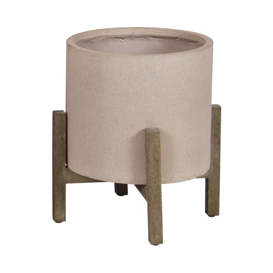 Patio Round Standing Pot Small - Brown Stone - Dekor Butik