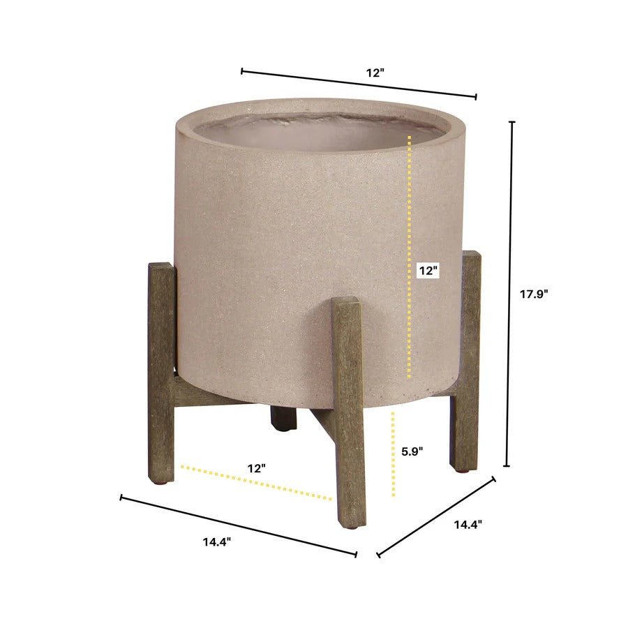 Patio Round Standing Pot Small - Brown Stone - Dekor Butik
