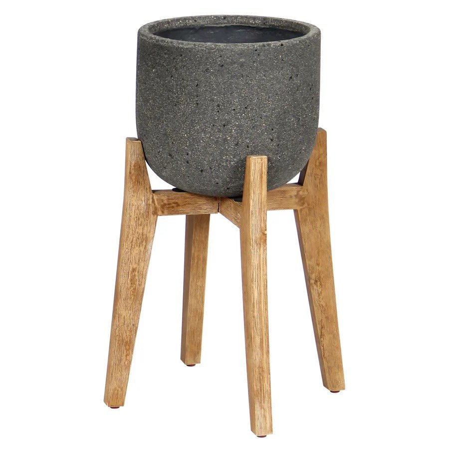 Patio Small Round Standing Pot - Grey Stone - Dekor Butik