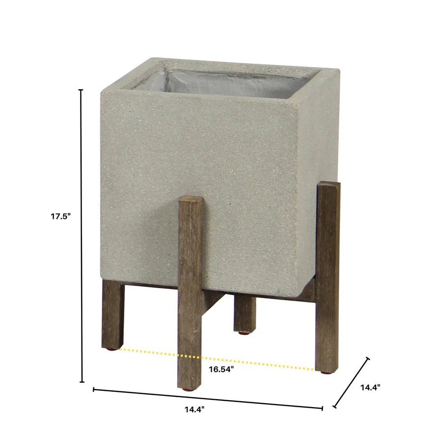 Patio Square Standing Pot - Natural Stone - Dekor Butik