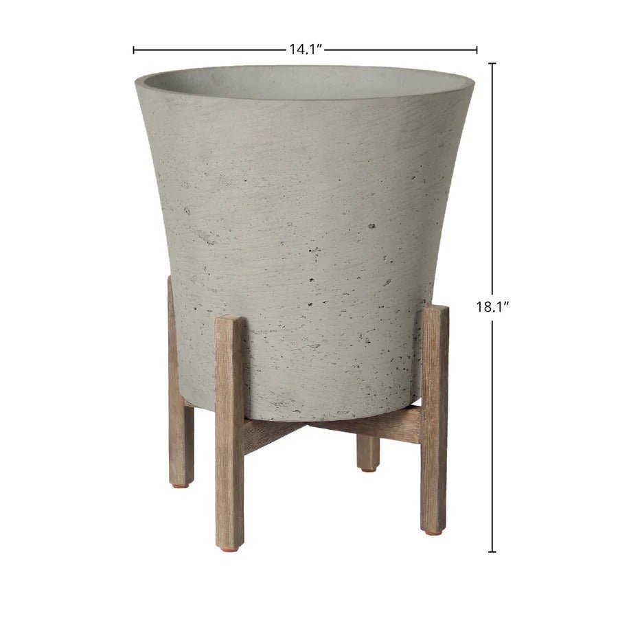Patio Tapered Medium Standing Pot - Cement Grey - Dekor Butik