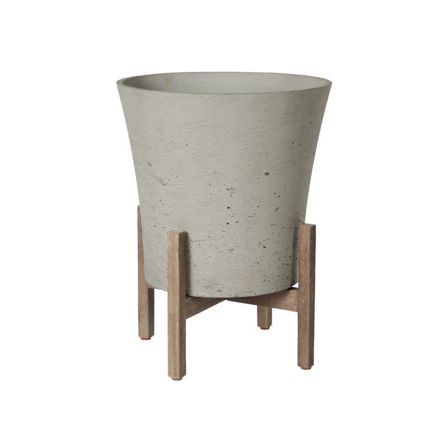 Patio Tapered Medium Standing Pot - Cement Grey - Dekor Butik