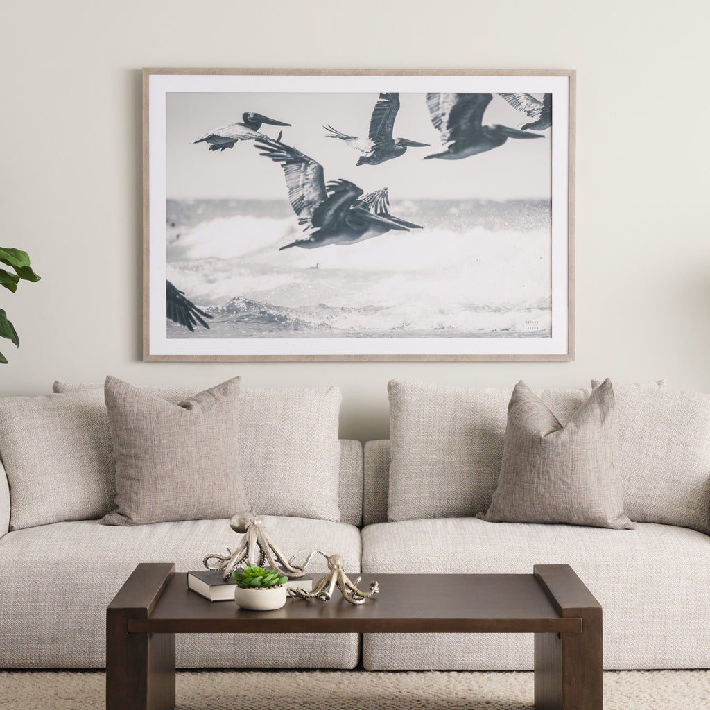 Pelican Beach by Nathan Larson a Hand Embellished Framed Photo Art Print Matted under Glass - Dekor Butik