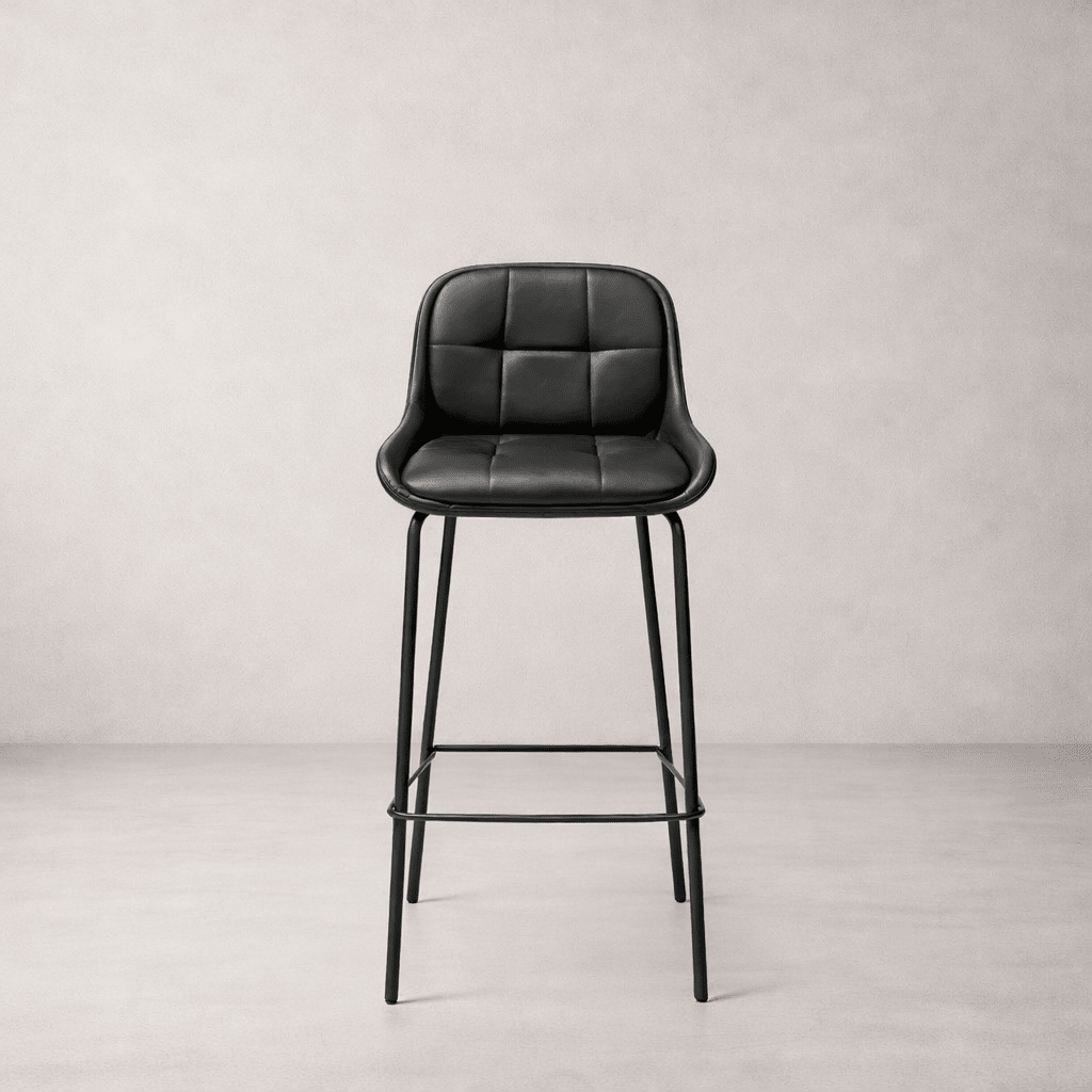StoolPetra Leather Counter Stool, Black - Dekor Butik