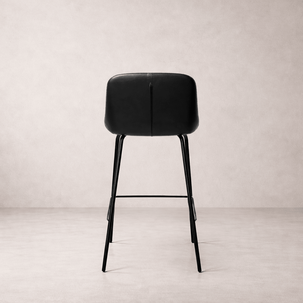 StoolPetra Leather Counter Stool, Black - Dekor Butik