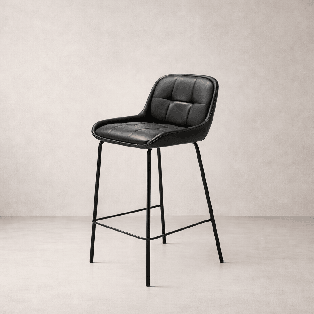 StoolPetra Leather Counter Stool, Black - Dekor Butik