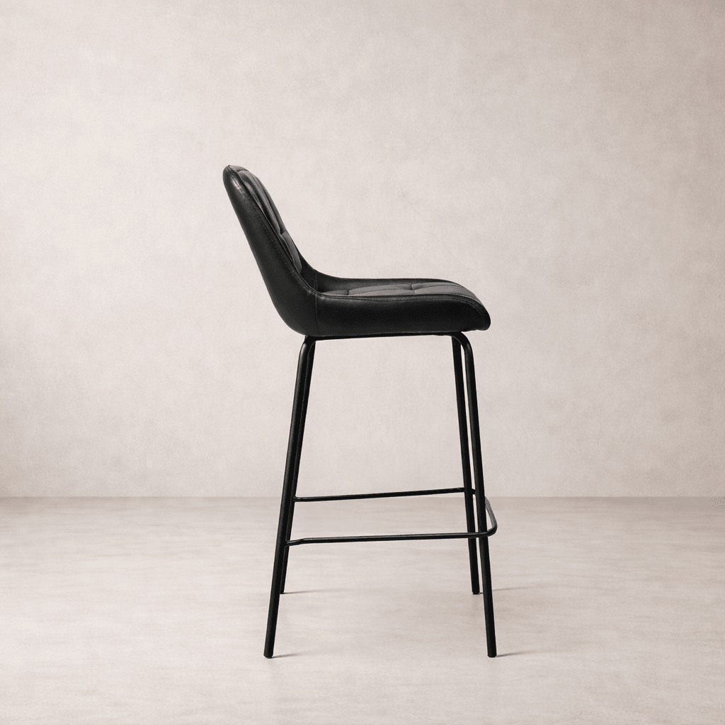 StoolPetra Leather Counter Stool, Black - Dekor Butik
