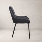Petra Leather Dining Chair, Black - Dekor Butik