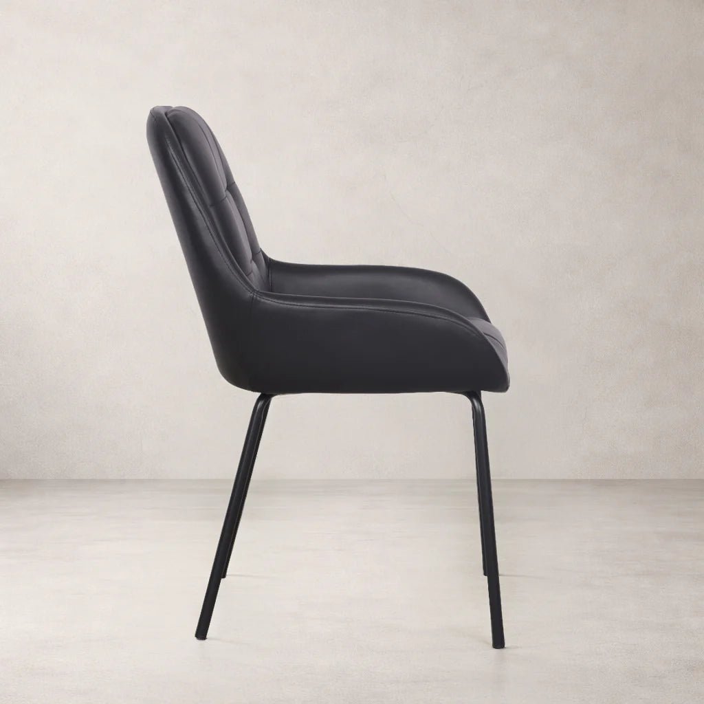 Petra Leather Dining Chair, Black - Dekor Butik