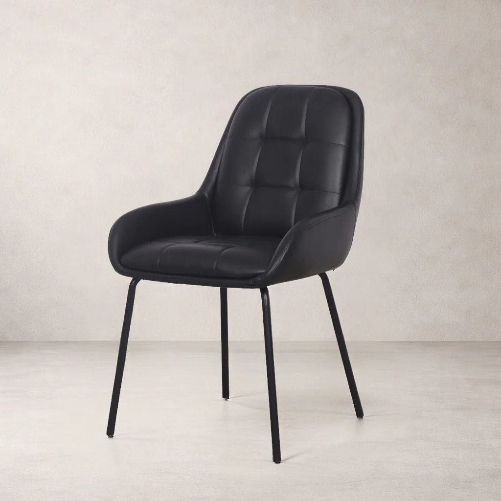 Petra Leather Dining Chair, Black - Dekor Butik