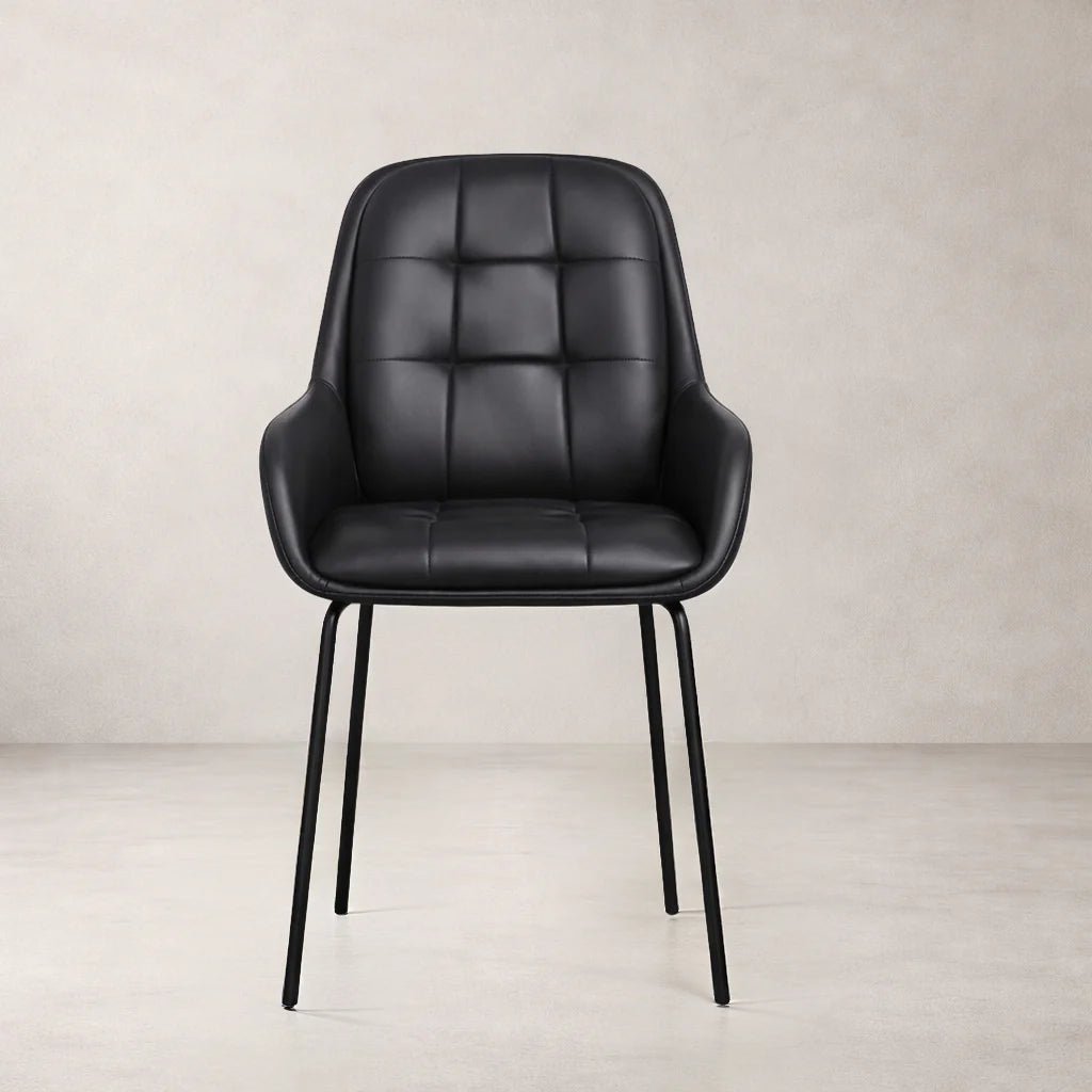 Petra Leather Dining Chair, Black - Dekor Butik