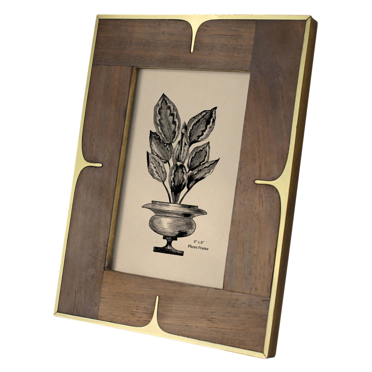 Picture Frame, Wood & Brass 4x6 - Dekor Butik
