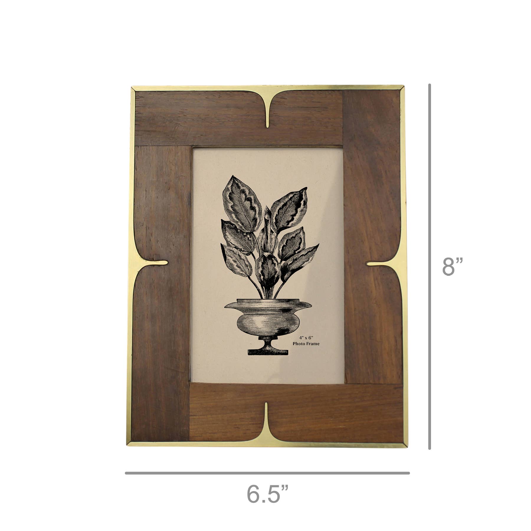 Picture Frame, Wood & Brass 4x6 - Dekor Butik