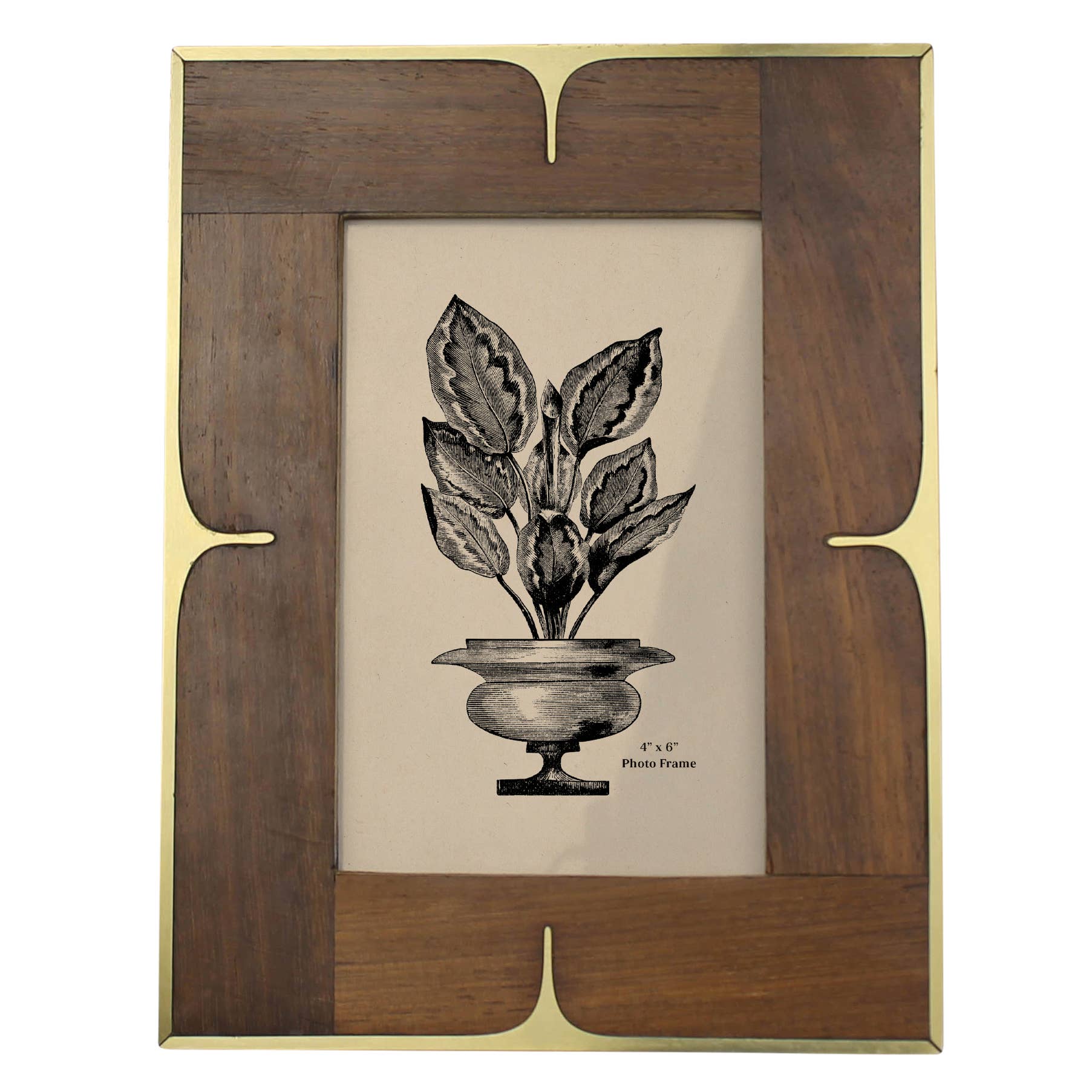 Picture Frame, Wood & Brass 4x6 - Dekor Butik