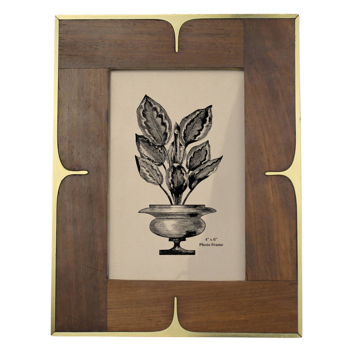 Picture Frame, Wood & Brass 4x6 - Dekor Butik