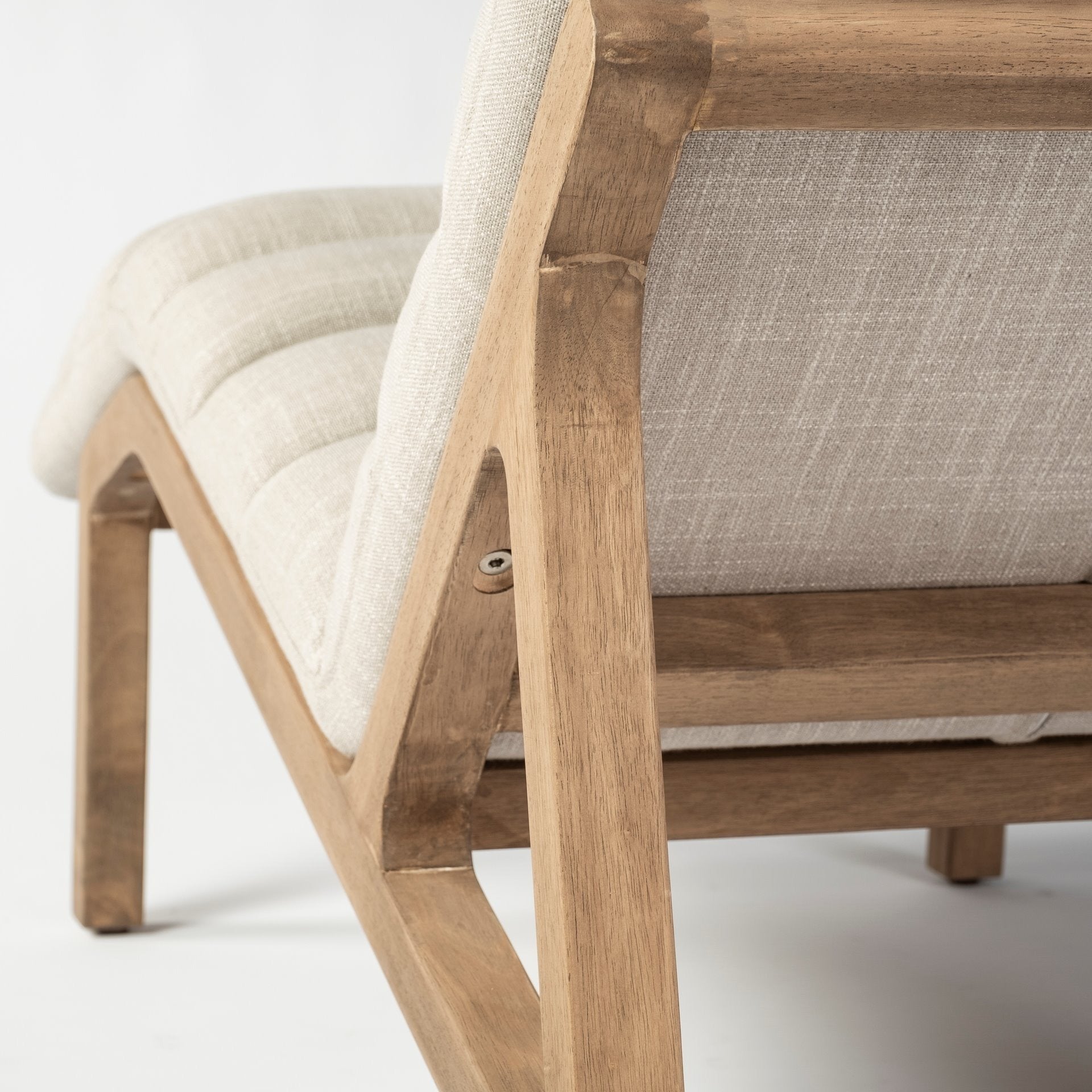 Pierre Beige Fabric Upholstered Armless Chaise Lounge Chair - Dekor Butik