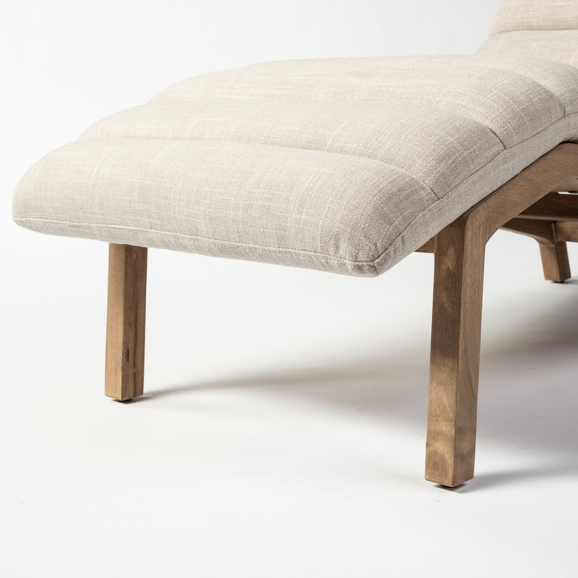 Pierre Beige Fabric Upholstered Armless Chaise Lounge Chair - Dekor Butik