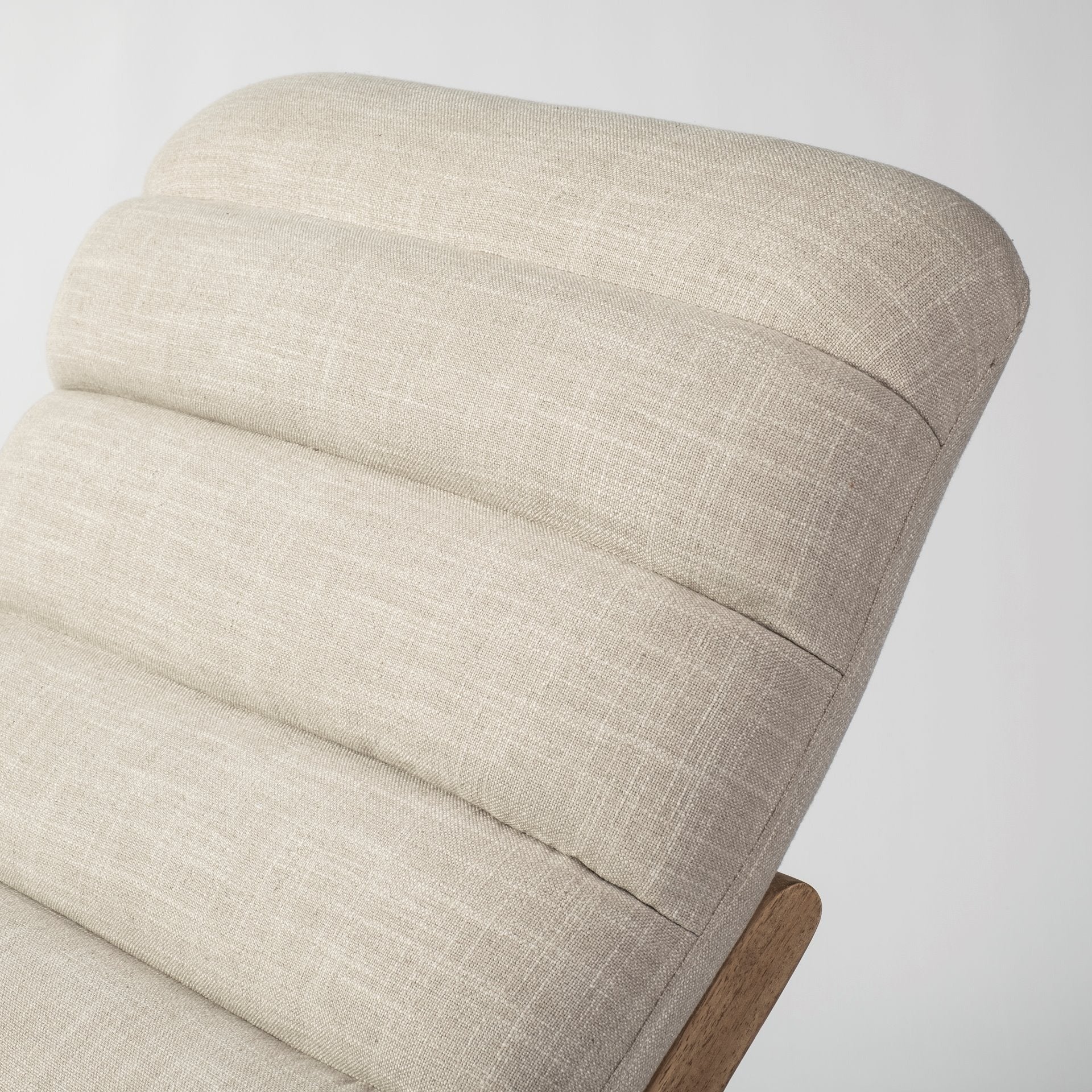 Pierre Beige Fabric Upholstered Armless Chaise Lounge Chair - Dekor Butik