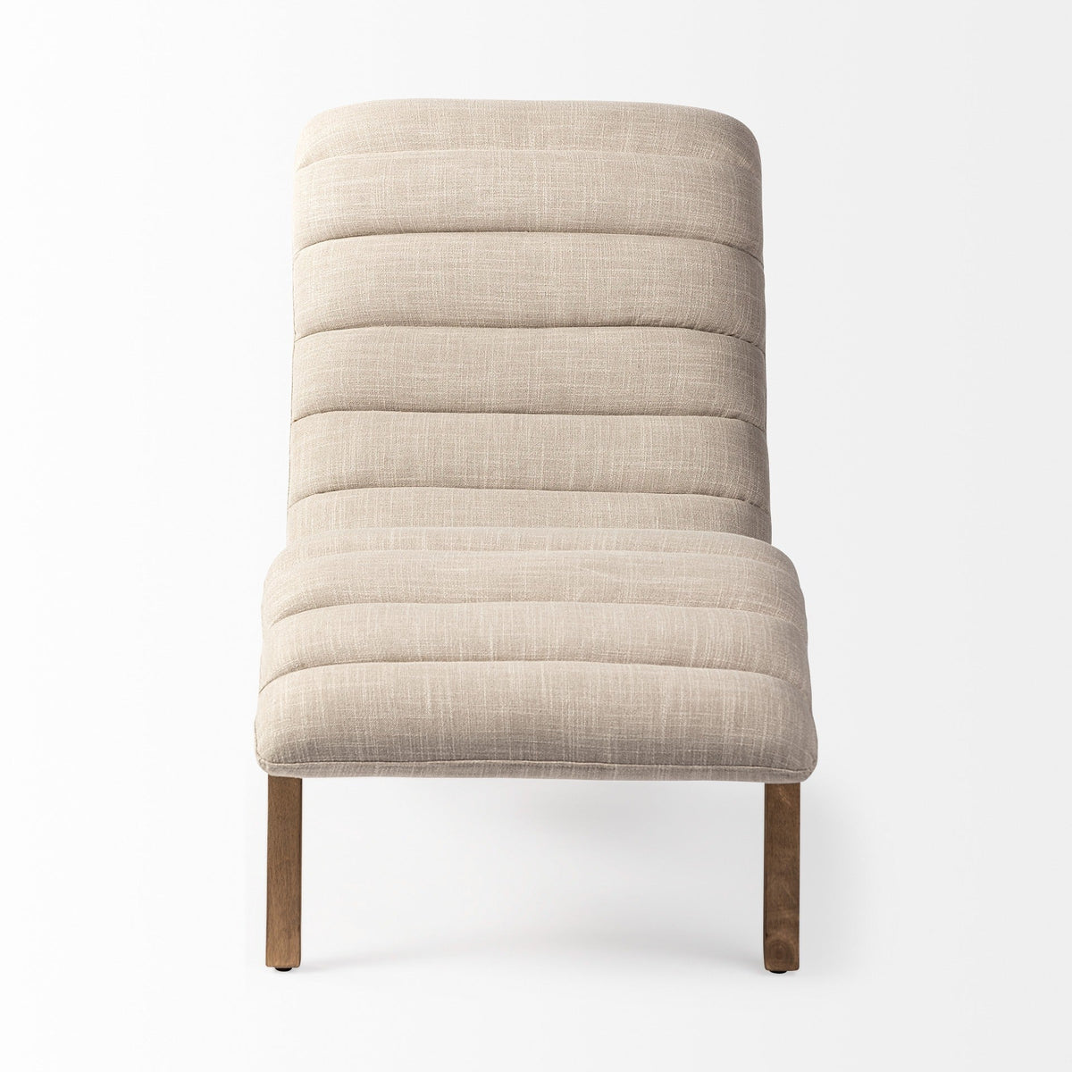 Pierre Beige Fabric Upholstered Armless Chaise Lounge Chair - Dekor Butik