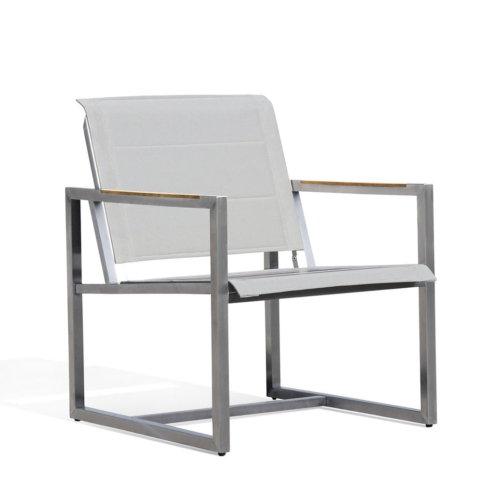 ChairPine Stainless Steel & Teak Outdoor Sling 2 Chairs Bistro Set - Dekor Butik