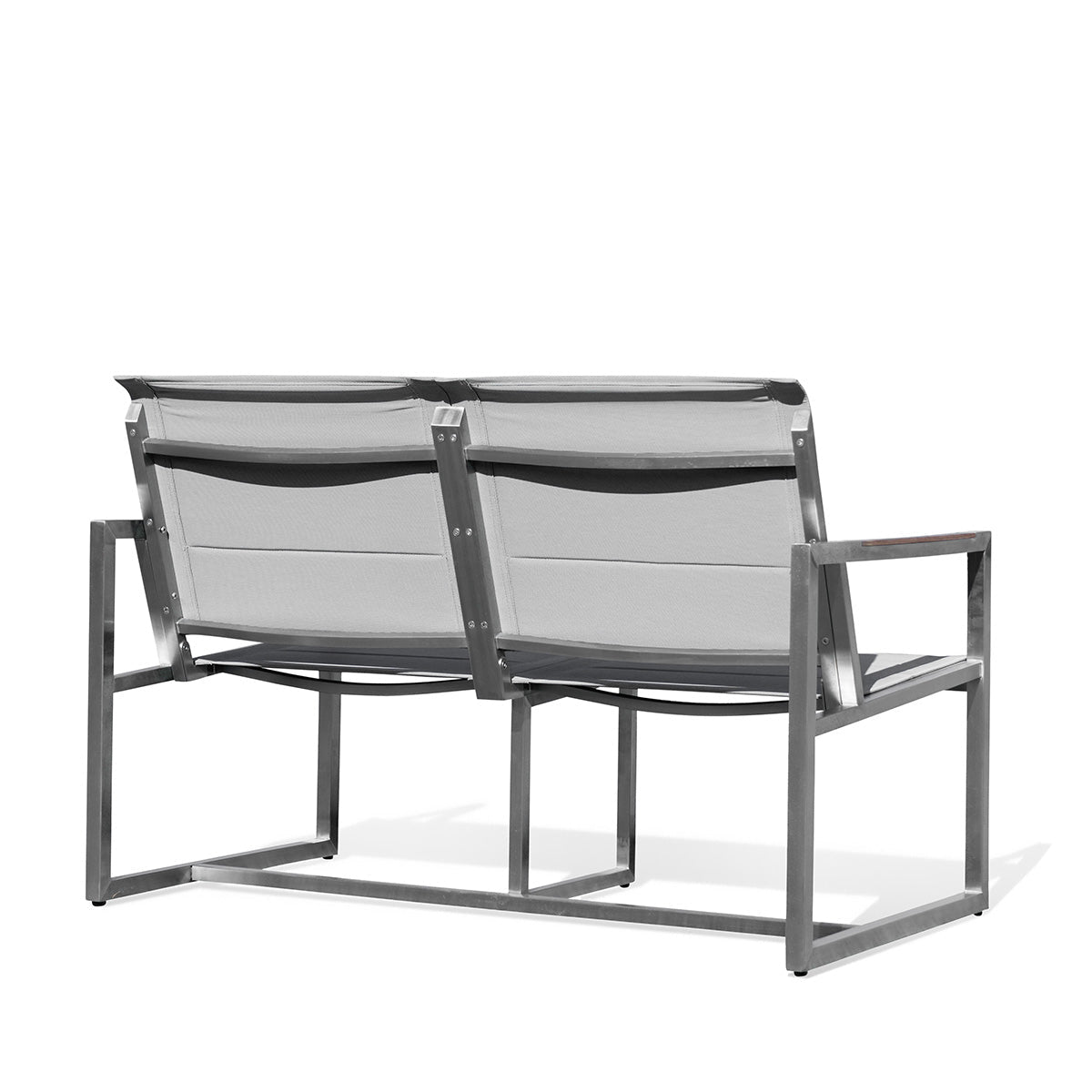 LoveaseatPine Stainless Steel & Teak Outdoor Sling Loveseat - Dekor Butik