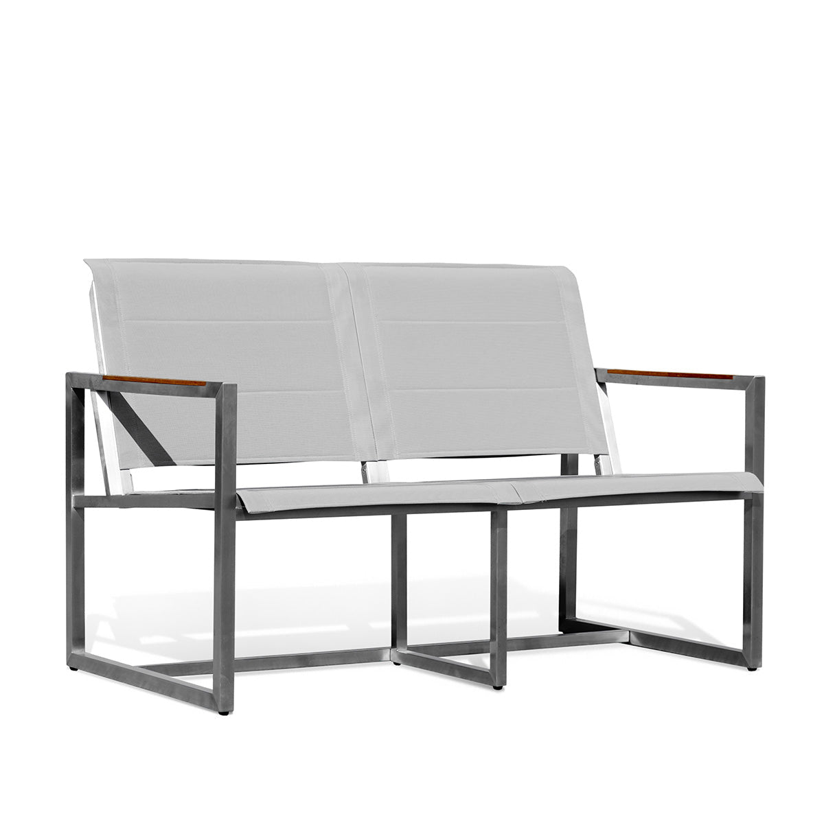 LoveaseatPine Stainless Steel & Teak Outdoor Sling Loveseat - Dekor Butik