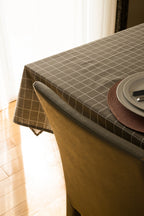 Table LinensPlaid Grey Printed Tablecloth Cotton and Linen - Dekor Butik