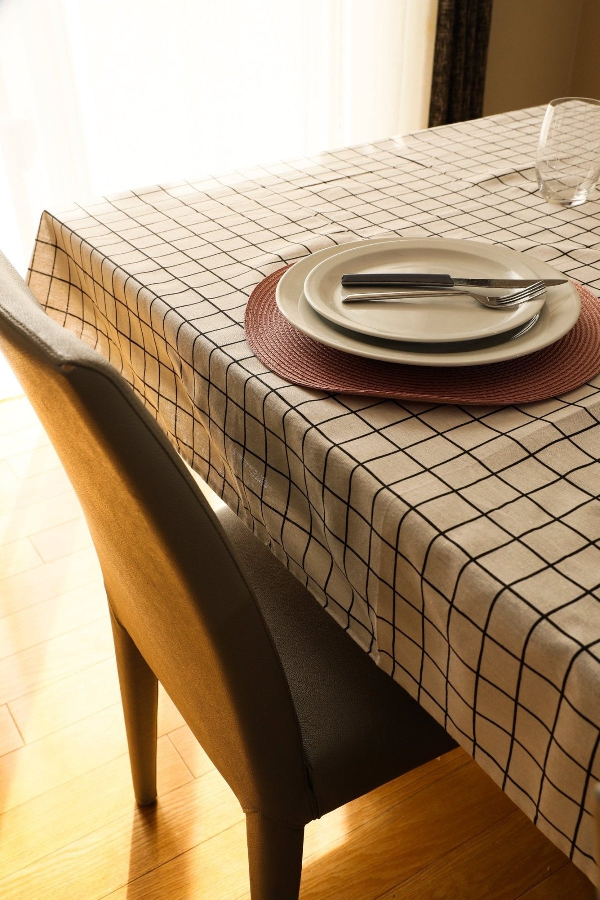 Table LinensPlaid Printed White Tablecloth Cotton and Linen - Dekor Butik