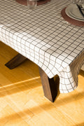 Table LinensPlaid Printed White Tablecloth Cotton and Linen - Dekor Butik