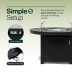 Propane FirePit Table: 50,000 BTU Aluminum Slat Top with Lid, Stainless Steel Burner, Windguard, 8KG Glass Beads, 300D PVC Cover, CSA - Listed - Dekor Butik