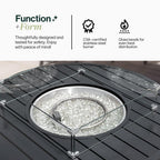 Propane FirePit Table: 50,000 BTU Aluminum Slat Top with Lid, Stainless Steel Burner, Windguard, 8KG Glass Beads, 300D PVC Cover, CSA - Listed - Dekor Butik