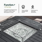 Propane FirePit Table: 50,000 BTU Aluminum Slat Top with Lid, Stainless Steel Burner, Windguard, 8KG Glass Beads, 300D PVC Cover, CSA - Listed - Dekor Butik