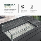 Propane FirePit Table: 50,000 BTU Aluminum Slat Top with Lid, Stainless Steel Burner, Windguard, 8KG Glass Beads, 300D PVC Cover, CSA - Listed - Dekor Butik