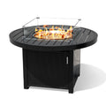 Propane FirePit Table: 50,000 BTU Aluminum Slat Top with Lid, Stainless Steel Burner, Windguard, 8KG Glass Beads, 300D PVC Cover, CSA - Listed - Dekor Butik