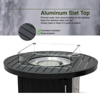 Propane FirePit Table: 50,000 BTU Aluminum Slat Top with Lid, Stainless Steel Burner, Windguard, 8KG Glass Beads, 300D PVC Cover, CSA - Listed - Dekor Butik