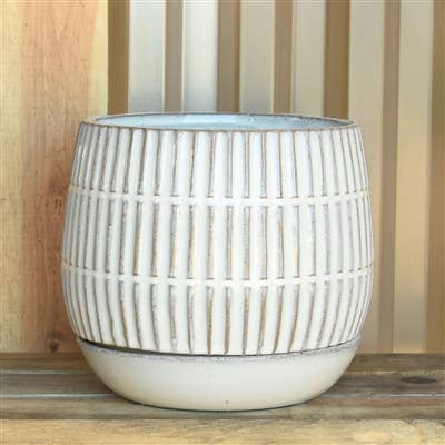 DecorRamos Linear Cachepot with Saucer, Stoneware - Dekor Butik