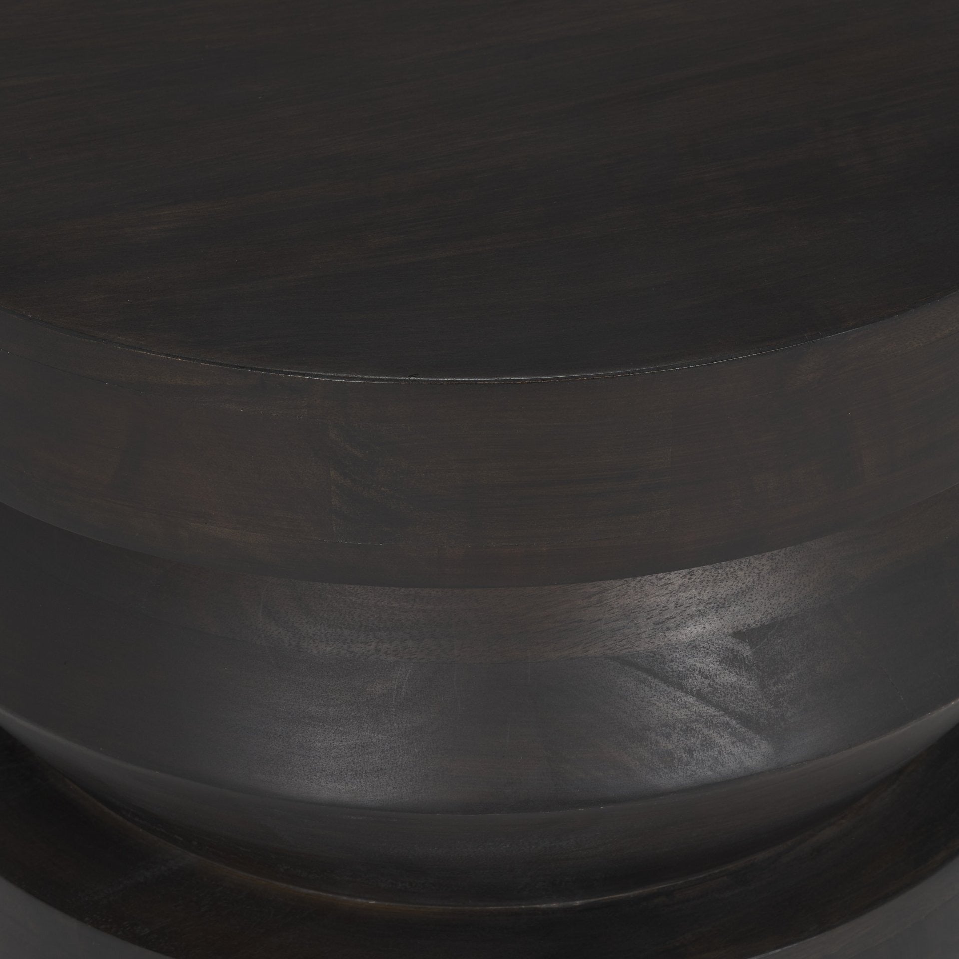 Rashama Dark Brown Wood Stacked Geometric Round Accent Table - Dekor Butik