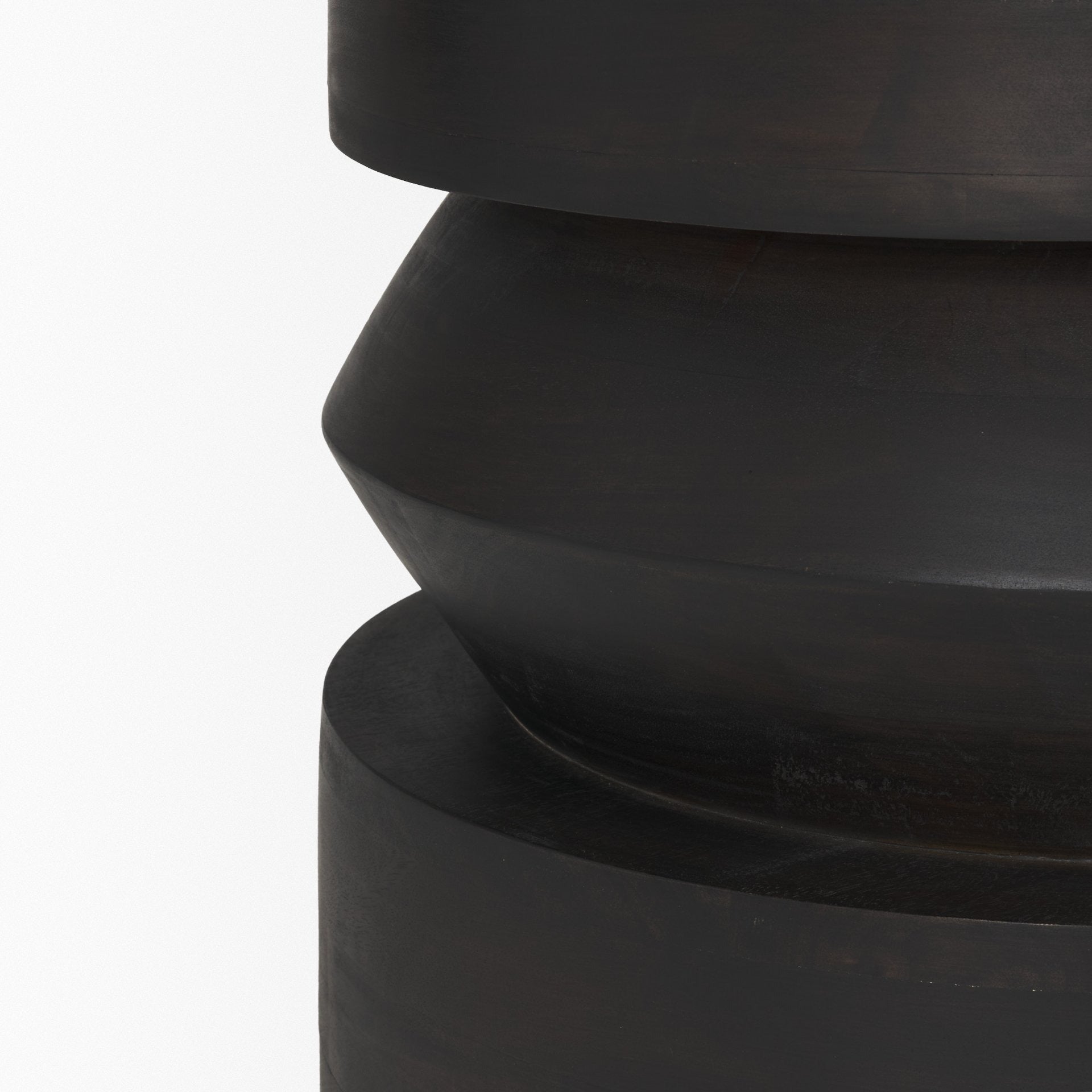 Rashama Dark Brown Wood Stacked Geometric Round Accent Table - Dekor Butik