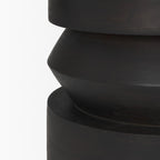 Rashama Dark Brown Wood Stacked Geometric Round Accent Table - Dekor Butik