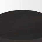 Rashama Dark Brown Wood Stacked Geometric Round Accent Table - Dekor Butik