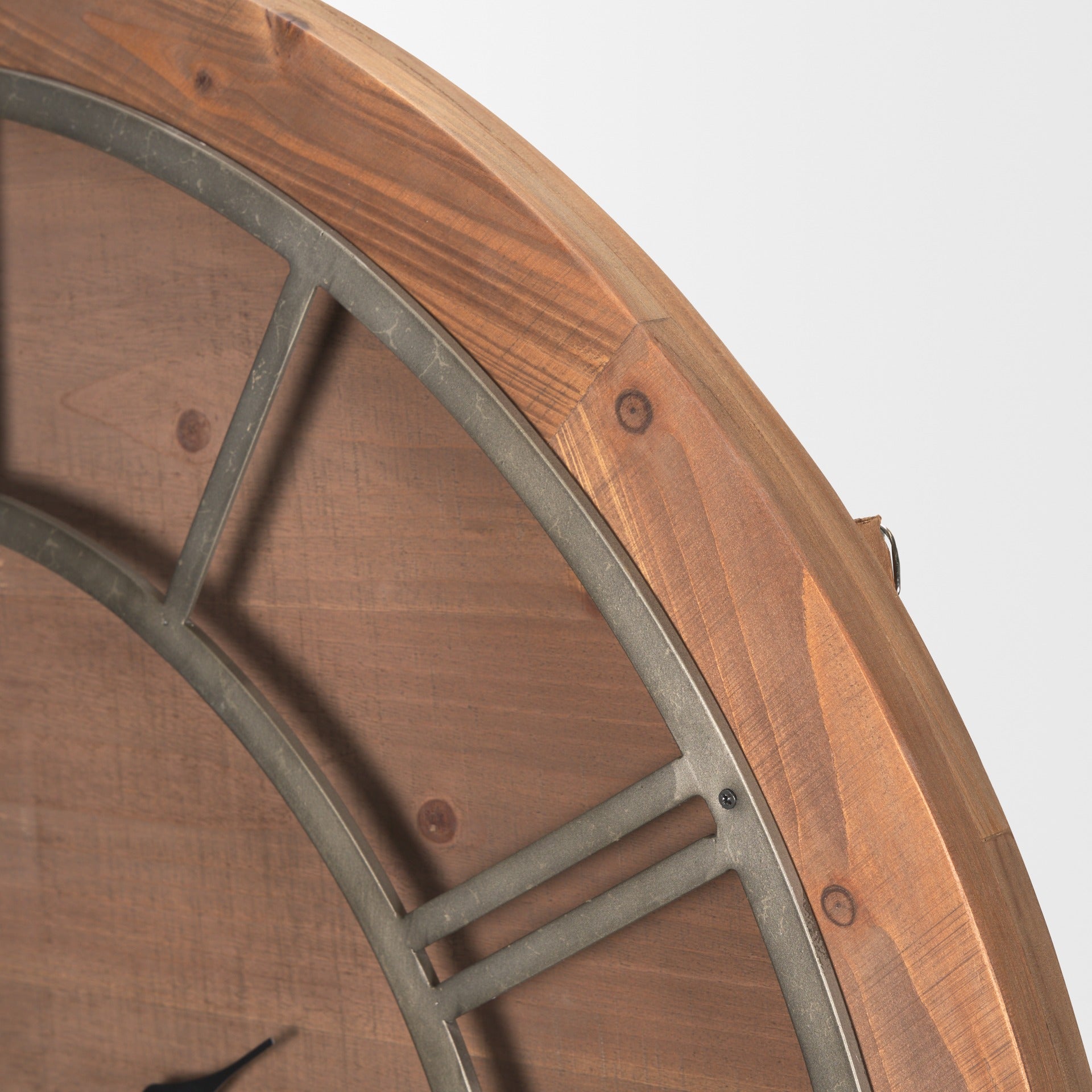 Raul Medium Brown Wood W/ Silver Metal Wall Clock - Dekor Butik