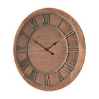 Raul Medium Brown Wood W/ Silver Metal Wall Clock - Dekor Butik