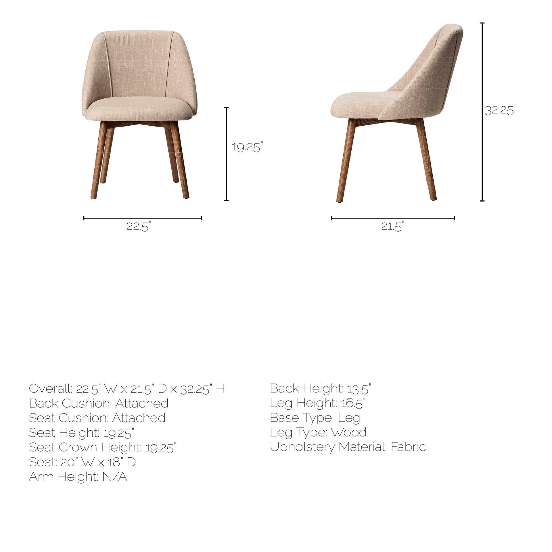 Ronald Fabric Dining Chair - Dekor Butik