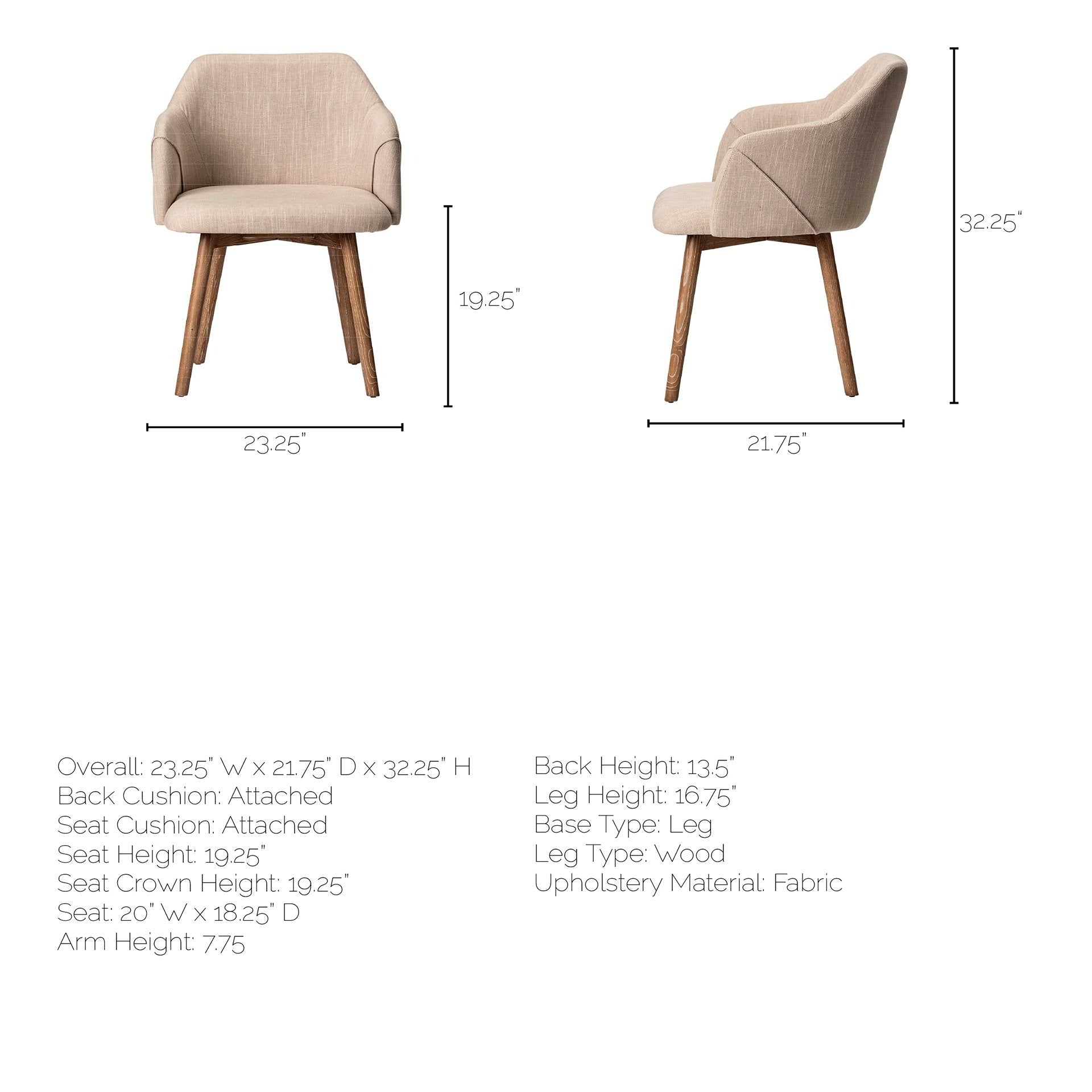 Ronald Fabric Dining Chair - Dekor Butik