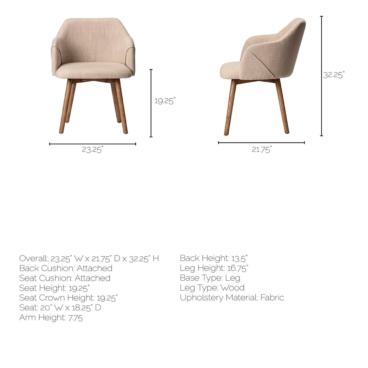 Ronald Fabric Dining Chair - Dekor Butik