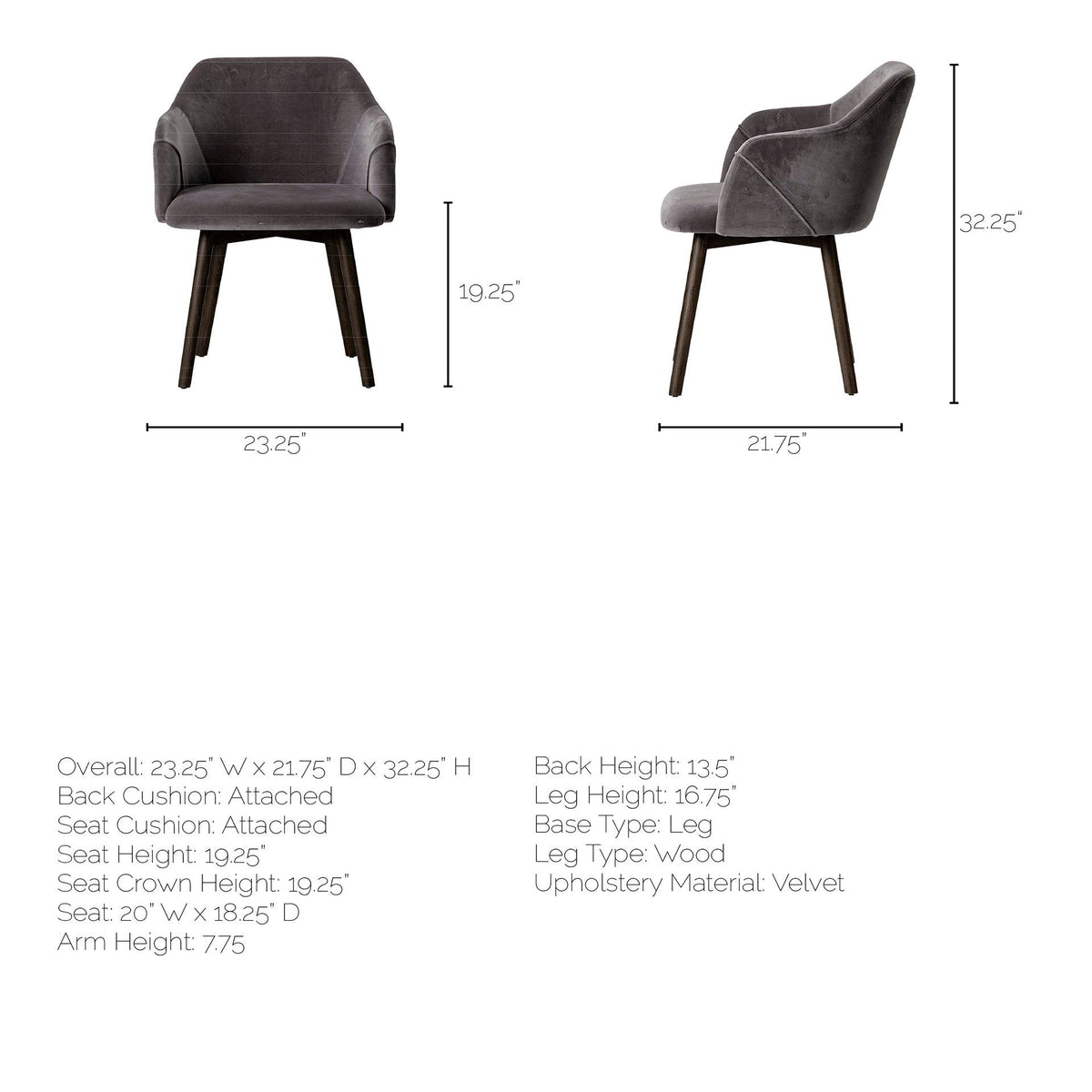 Ronald Fabric Dining Chair - Dekor Butik